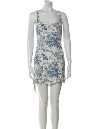 Pre-owned Reformation Floral Print Mini Dress In Blue