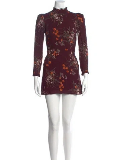 Pre-owned Reformation Floral Print Mini Dress In Burgundy