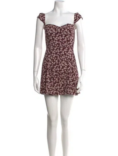 Pre-owned Reformation Floral Print Mini Dress In Burgundy