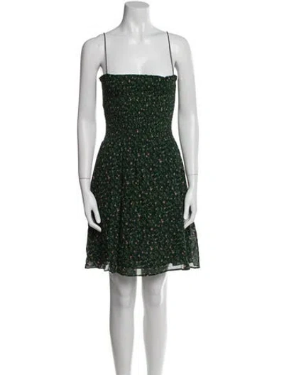 Pre-owned Reformation Floral Print Mini Dress In Green