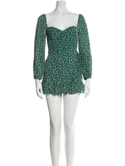 Pre-owned Reformation Floral Print Mini Dress In Green