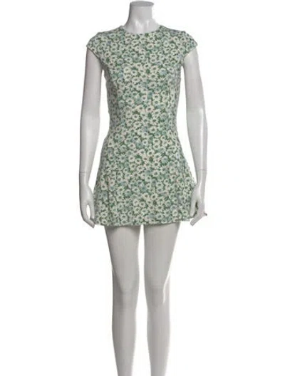 Pre-owned Reformation Floral Print Mini Dress In Green