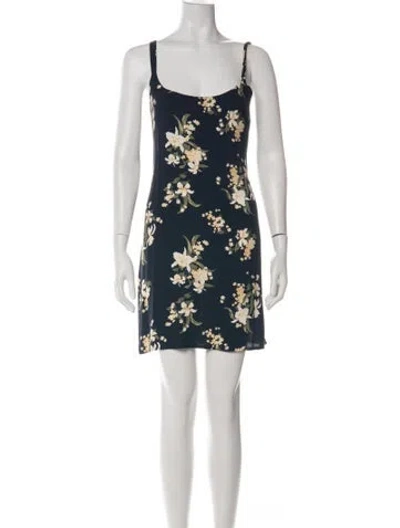 Pre-owned Reformation Floral Print Mini Dress In Green