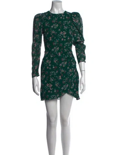 Pre-owned Reformation Floral Print Mini Dress In Green