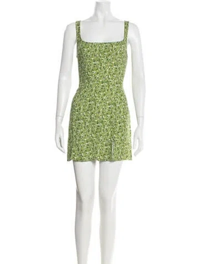 Pre-owned Reformation Floral Print Mini Dress In Green