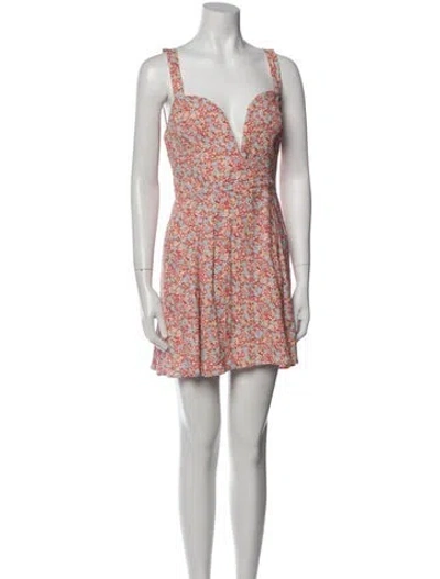 Pre-owned Reformation Floral Print Mini Dress In Multi