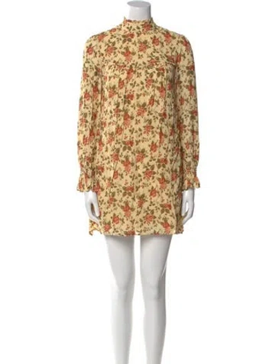Pre-owned Reformation Floral Print Mini Dress In Neutral