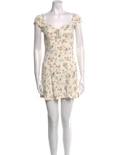 Pre-owned Reformation Floral Print Mini Dress In Neutral