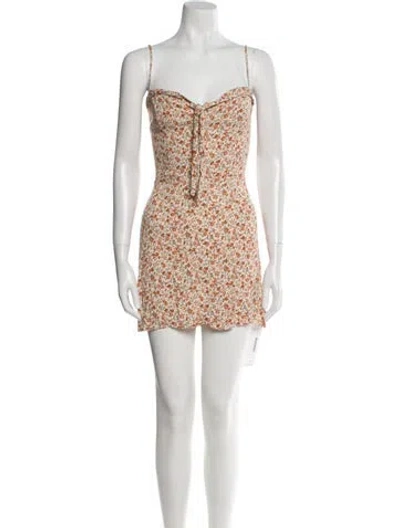 Pre-owned Reformation Floral Print Mini Dress In Neutral