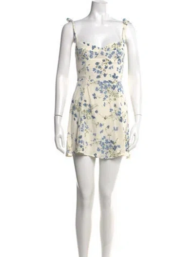 Pre-owned Reformation Floral Print Mini Dress In Neutral