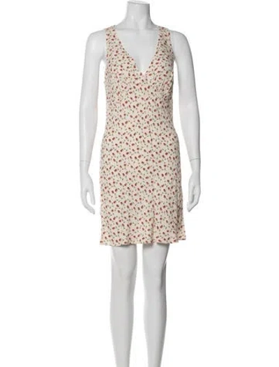 Pre-owned Reformation Floral Print Mini Dress In Neutral