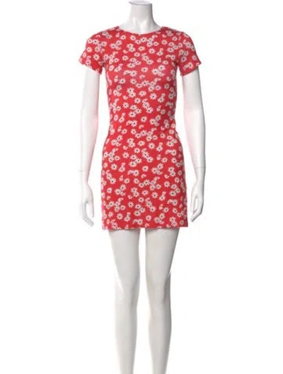 Pre-owned Reformation Floral Print Mini Dress In Orange