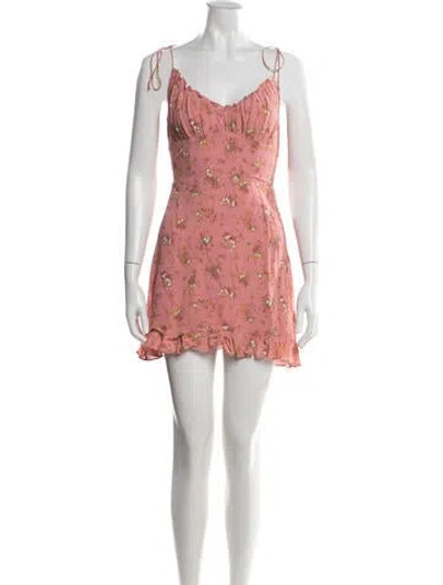 Pre-owned Reformation Floral Print Mini Dress In Pink