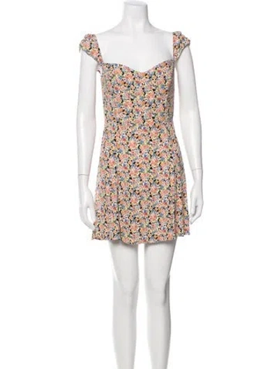 Pre-owned Reformation Floral Print Mini Dress In Pink