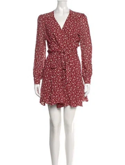 Pre-owned Reformation Floral Print Mini Dress In Red