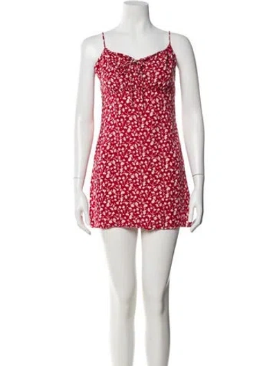 Pre-owned Reformation Floral Print Mini Dress In Red