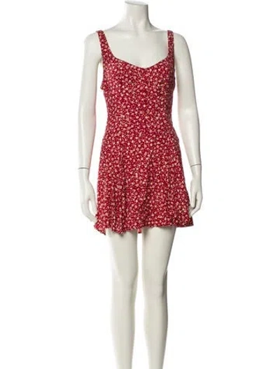 Pre-owned Reformation Floral Print Mini Dress In Red