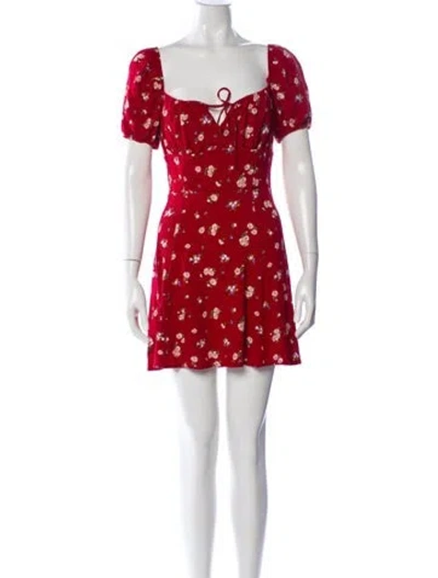 Pre-owned Reformation Floral Print Mini Dress In Red