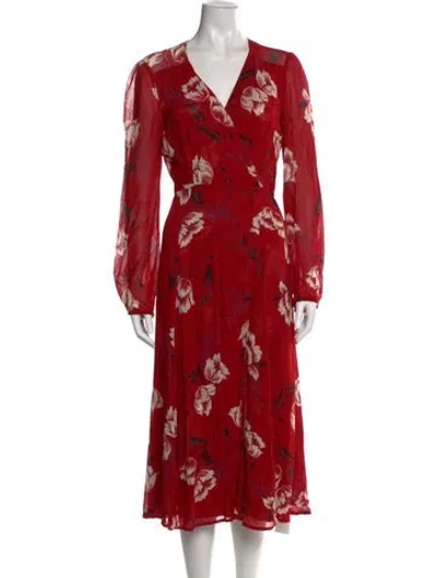 Pre-owned Reformation Floral Print Mini Dress In Red