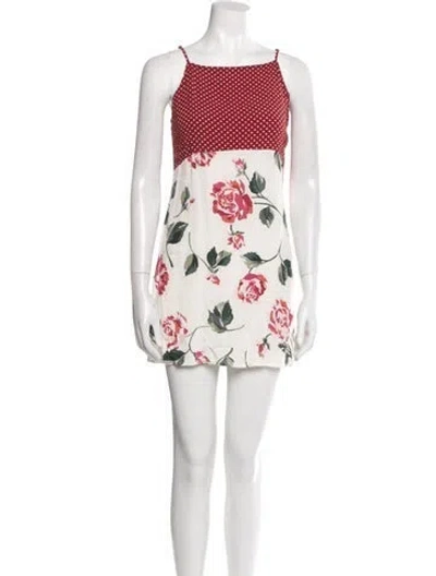 Pre-owned Reformation Floral Print Mini Dress In Red