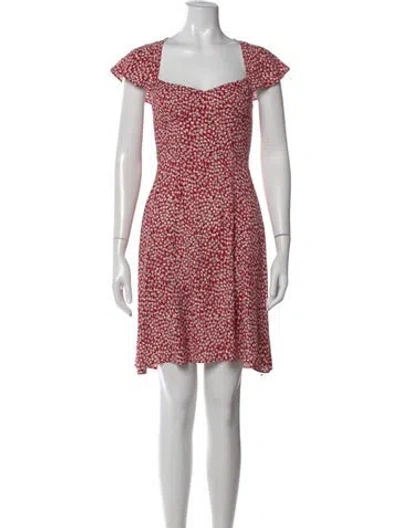 Pre-owned Reformation Floral Print Mini Dress In Red