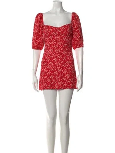 Pre-owned Reformation Floral Print Mini Dress In Red