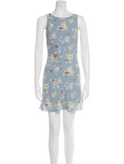 Pre-owned Reformation Floral Print Mini Dress W/ Tags In Blue
