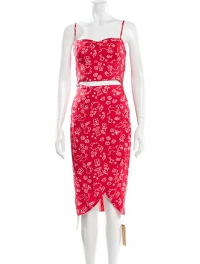 Pre-owned Reformation Floral Print Mini Dress W/ Tags In Red