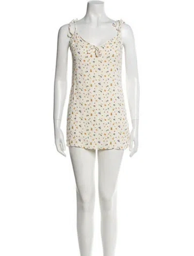 Pre-owned Reformation Floral Print Mini Dress In White