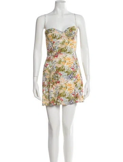 Pre-owned Reformation Floral Print Mini Dress In White