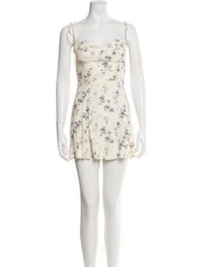 Pre-owned Reformation Floral Print Mini Dress In White
