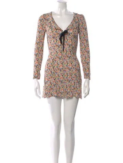 Pre-owned Reformation Floral Print Mini Dress In White