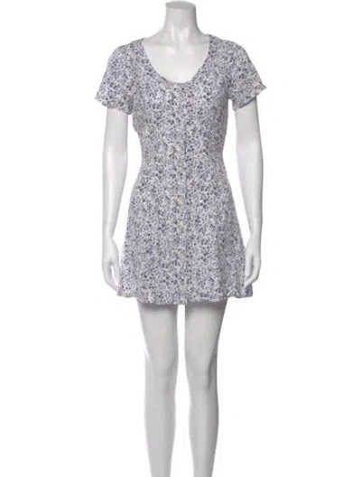 Pre-owned Reformation Floral Print Mini Dress In White