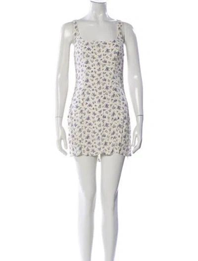 Pre-owned Reformation Floral Print Mini Dress In White