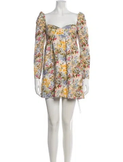 Pre-owned Reformation Floral Print Mini Dress In White