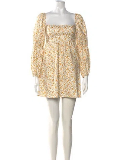 Pre-owned Reformation Floral Print Mini Dress In White