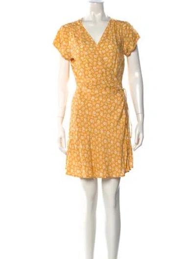 Pre-owned Reformation Floral Print Mini Dress In Yellow