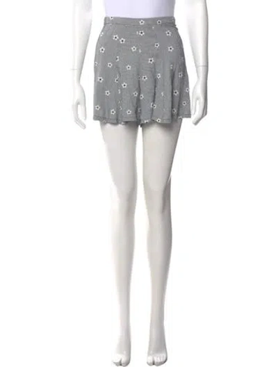Pre-owned Reformation Floral Print Mini Shorts In Black