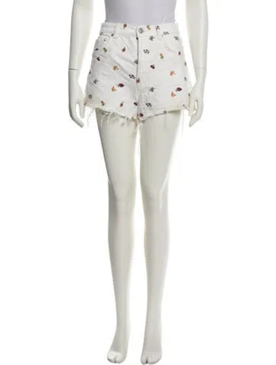 Pre-owned Reformation Floral Print Mini Shorts In Neutral