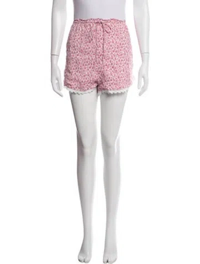 Pre-owned Reformation Floral Print Mini Shorts In Pink