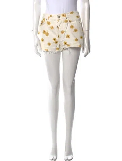 Pre-owned Reformation Floral Print Mini Shorts In Yellow