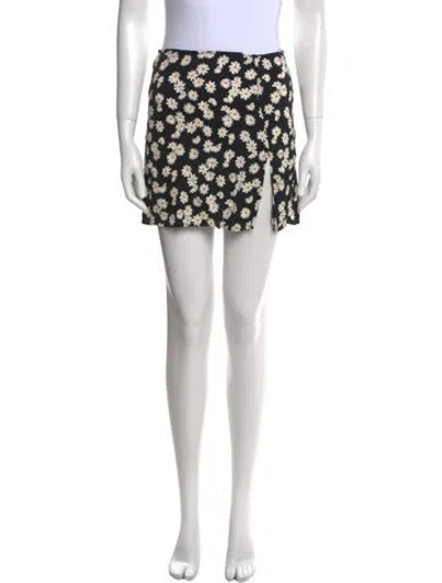 Pre-owned Reformation Floral Print Mini Skirt In Black