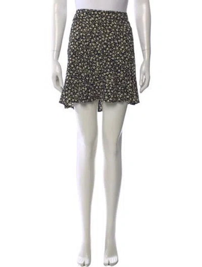 Pre-owned Reformation Floral Print Mini Skirt In Black
