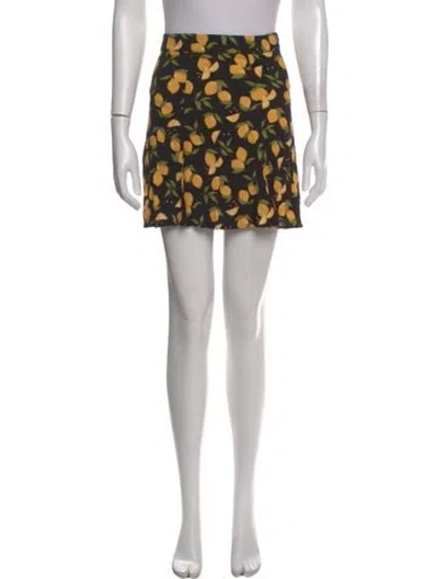 Pre-owned Reformation Floral Print Mini Skirt In Black