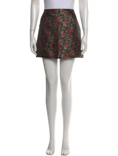 Pre-owned Reformation Floral Print Mini Skirt In Black