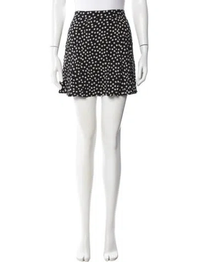 Pre-owned Reformation Floral Print Mini Skirt In Black