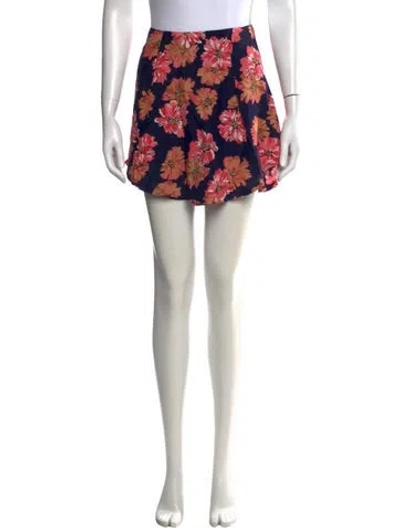 Pre-owned Reformation Floral Print Mini Skirt In Black