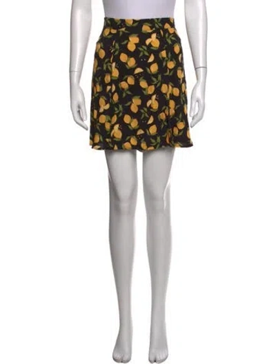 Pre-owned Reformation Floral Print Mini Skirt In Black