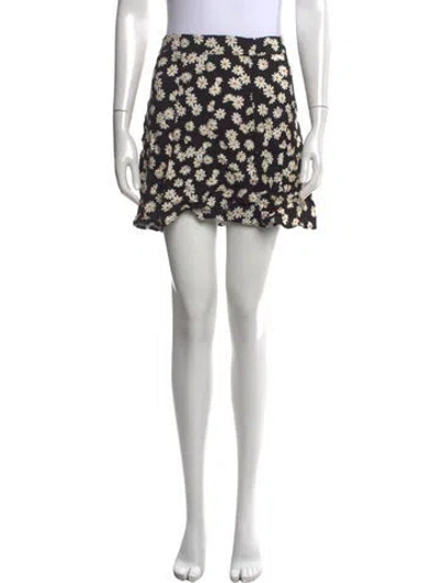 Pre-owned Reformation Floral Print Mini Skirt In Black