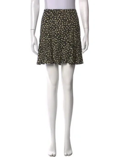 Pre-owned Reformation Floral Print Mini Skirt In Black